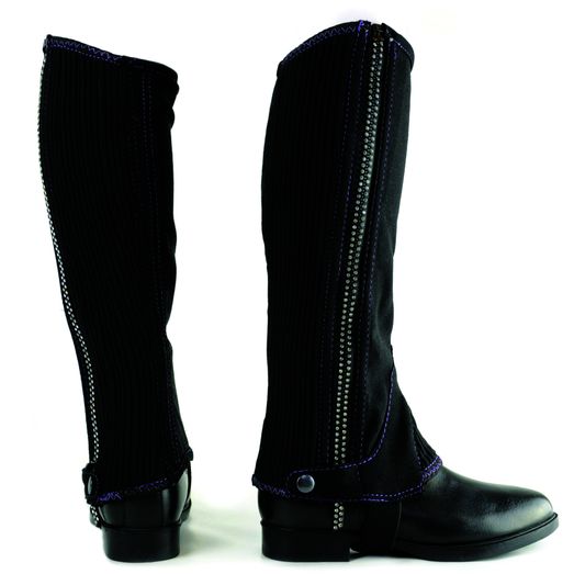 Hy Equestrian Amara Diamante Half Chaps - Black