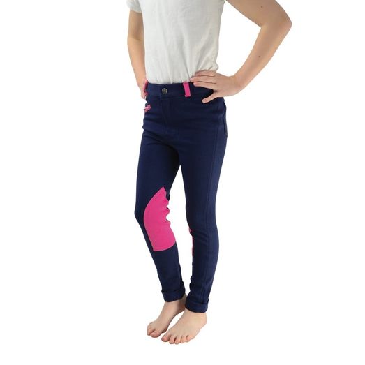 Hy Equestrian Belton Children's Jodhpurs - Navy/Pink