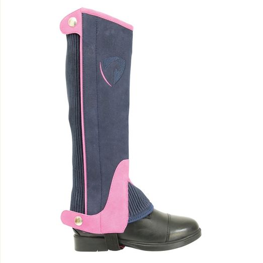 Hy Equestrian Belton Children’s Half Chaps - Navy/Pink- Large