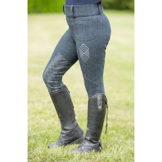 Hy Equestrian Children's Jesmond Jewel Denim Look Tights - Denim