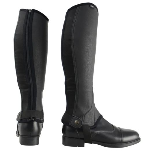 Hy Equestrian Children's Synthetic Combi Leather Chaps - Brown - Child Large