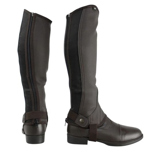 Hy Equestrian Children's Synthetic Combi Leather Chaps - Brown - Child Medium