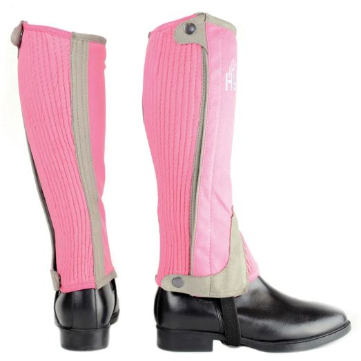 Hy Equestrian Children's Two Tone Amara Half Chaps - Pink/Grey