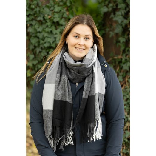 Hy Equestrian Cumbria Soft Touch Scarf - Black/White/Grey