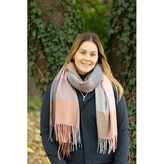 Hy Equestrian Cumbria Soft Touch Scarf - Blush Pink/Dark Grey/Brown