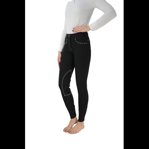 Hy Equestrian Diamante Ladies Breeches - Black/Berry