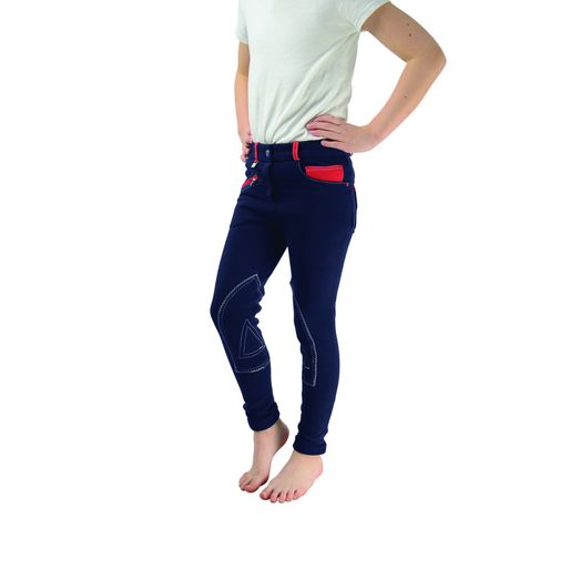 Hy Equestrian Diesel Children's Jodhpurs - Navy/Red