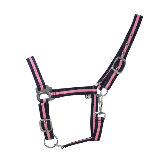 Hy Equestrian Economy Plus Two-Tone Head Collar - Navy/Baby Pink
