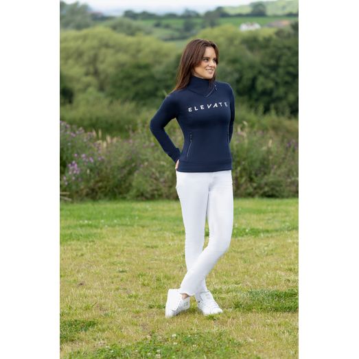 Hy Equestrian Elevate Allure Cross Neck Jumper - Navy