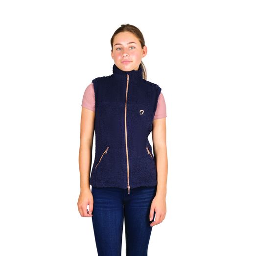 Hy Equestrian Elevate Mizs Teddy Fleece Gilet - Navy