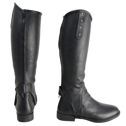 Hy Equestrian Faux Leather Diamante Gaiter - Black