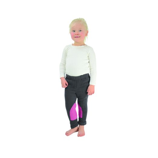 Hy Equestrian Fleece Tots Jodhpurs - Grey/Pink