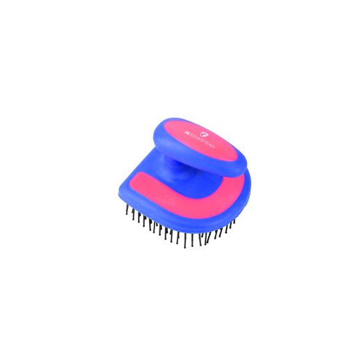 Hy Equestrian Horseshoe Mane Brush - Blue/Pink