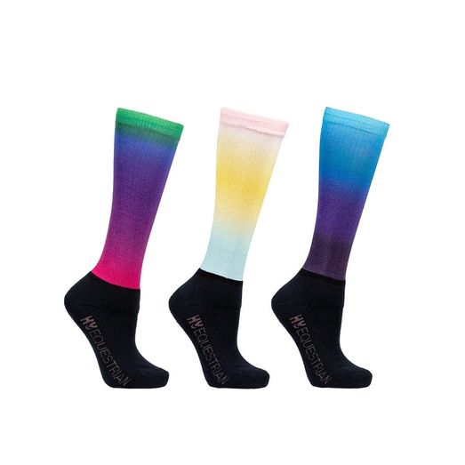Hy Equestrian Junior Ombre Socks (Pack of 3) - Navy/Ombre