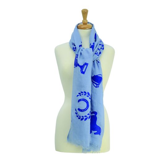 Hy Equestrian Ladies Balmoral Scarf - Light Blue/Royal Blue Print