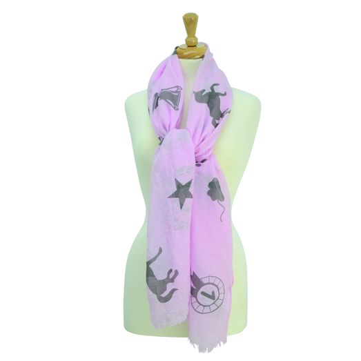 Hy Equestrian Ladies Balmoral Scarf - Pastel Pink/Pale Brown Print