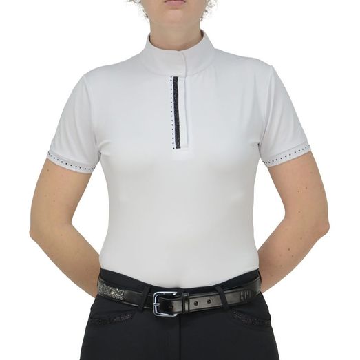 Hy Equestrian Ladies Roka Show Shirt - White/Black Crystal