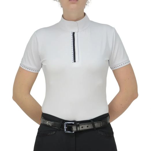 Hy Equestrian Ladies Roka Show Shirt - White/Silver Crystal