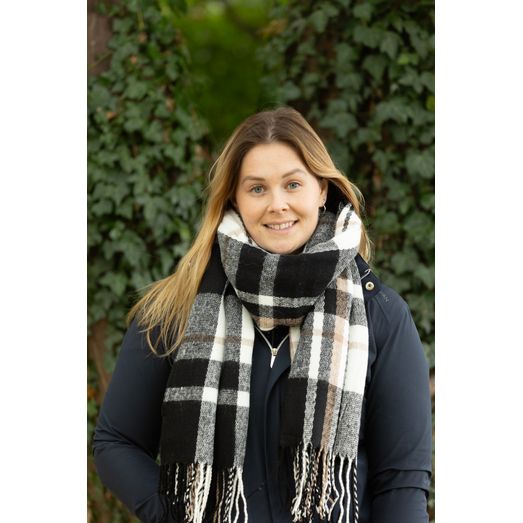 Hy Equestrian Ladies Supersoft Tartan Scarf - Black/White/Grey