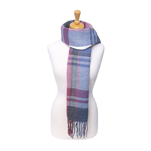 Hy Equestrian Ladies Supersoft Tartan Scarf - Grape/Riviera/White