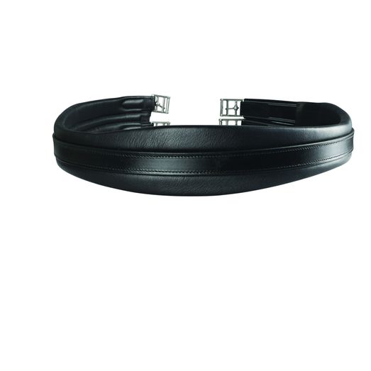 Hy Equestrian Leather Padded Atherstone Girth - Elasticated One End - Black