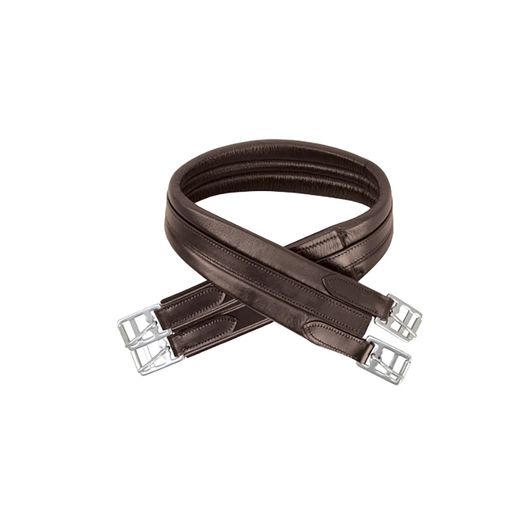 Hy Equestrian Leather Padded Atherstone Girth - Elasticated One End - Brown
