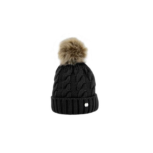 Hy Equestrian Melrose Cable Knit Bobble Hat - Black