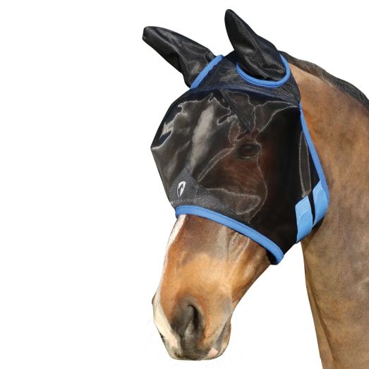 Hy Equestrian Mesh Half Mask without Ears - Black/Palace Blue