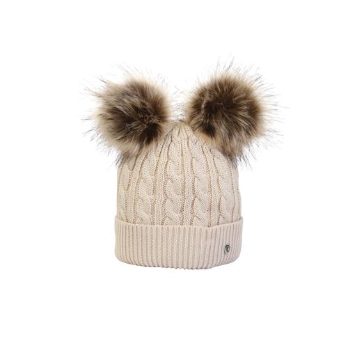 Hy Equestrian Morzine Children's Bobble Hat - Beige