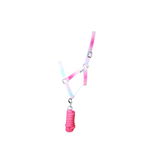 Hy Equestrian Ombre Head Collar &amp; Lead Rope - Coral/Blue