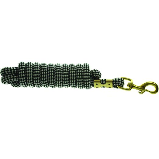 Hy Equestrian Plaited Lead Rope - Black/Silver Grey