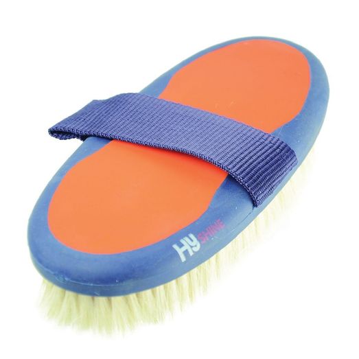 Hy Equestrian Pro Groom Goat Hair Body Brush - Navy/Orange