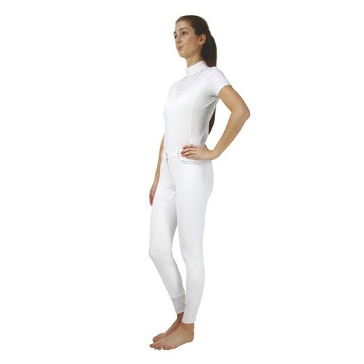 Hy Equestrian Roka Rose Show Shirt - White with Navy/Rose Gold Diamantes