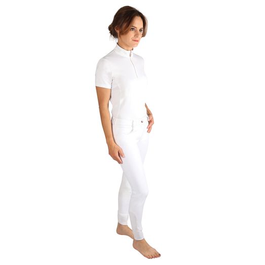 Hy Equestrian Roka Royal Breeches - White with Rose Gold Diamantes