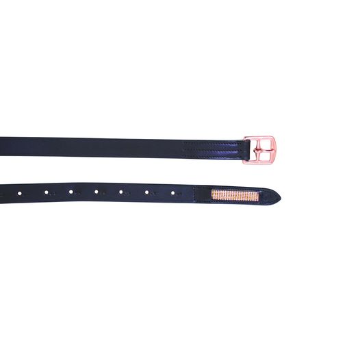 Hy Equestrian Rosciano Rose Gold Stirrup Leathers - Brown/Rose Gold