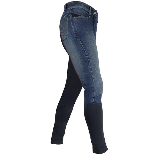 Hy Equestrian Rugby Denim Ladies Breeches - Denim/Navy