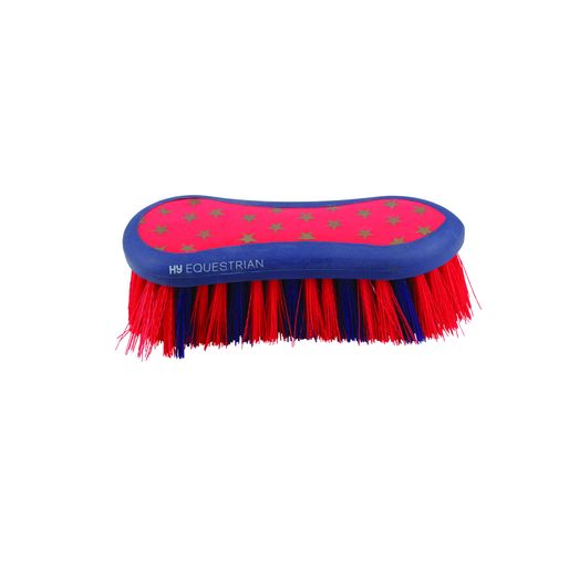 Hy Equestrian Star Easy Grip Dandy Brush - Navy/Red