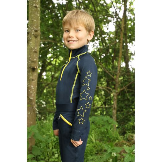 Hy Equestrian Stella Children's Base Layer - Navy/Yellow