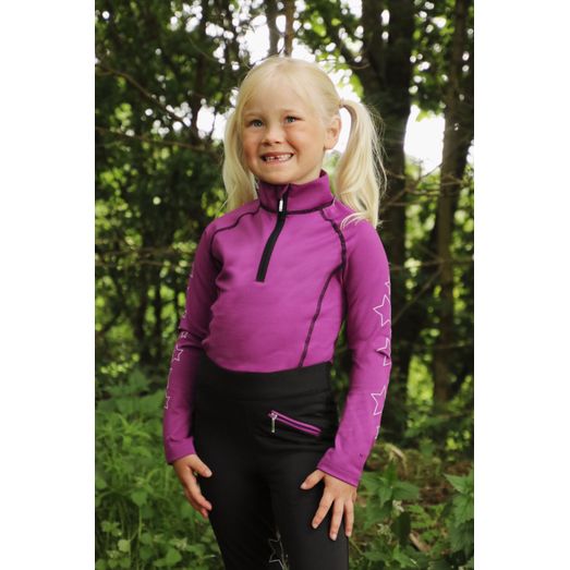Hy Equestrian Stella Children's Base Layer - Purple/Lilac/Black