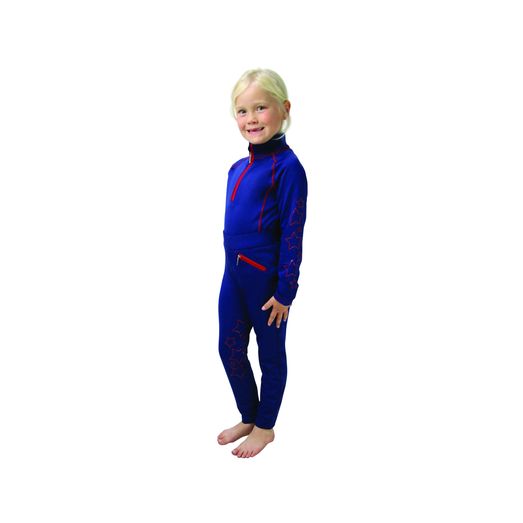 Hy Equestrian Stella Children's Riding Tights - Navy/Red
