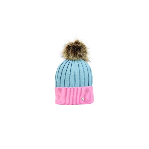 Hy Equestrian Synergy Luxury Bobble Hat- Aqua/Rose