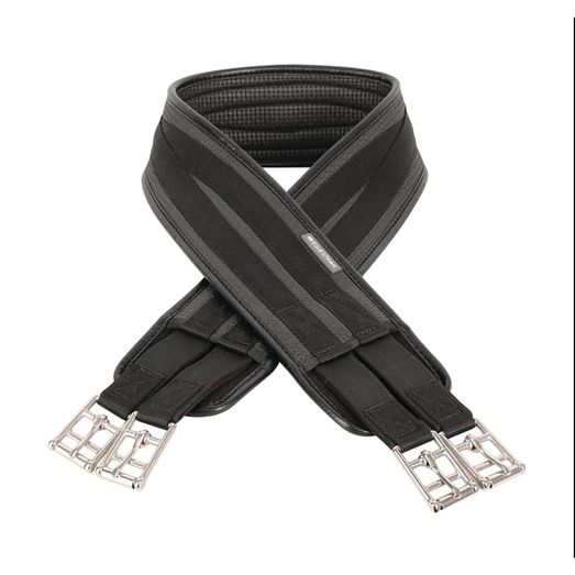 Hy Equestrian Waffle Girth - Black - elasticated one end