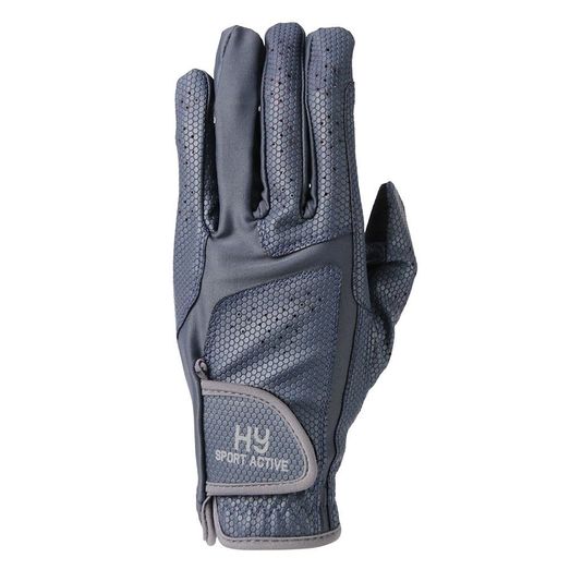 Hy Sport Active Young Rider Riding Gloves - Navy/Pencil Point Grey