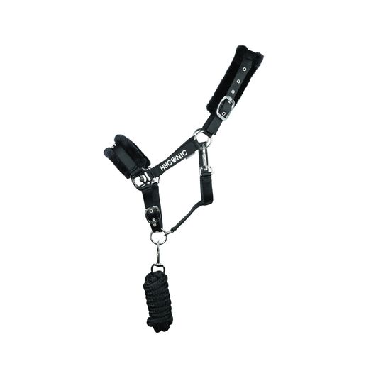 HyCONIC Faux Fur Head Collar &amp; Lead Rope - Black