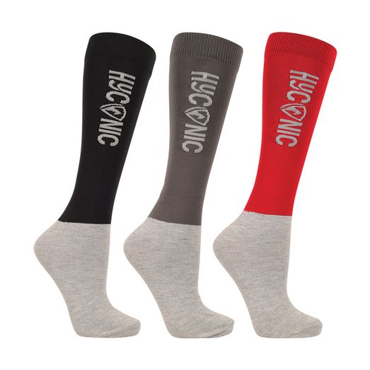 HyCONIC Socks by Hy Equestrian (Pack of 3) - Red/Black
