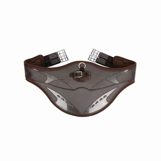 ProReaction Contoured TPU Vented Long Stud Girth by Hy Equestrian - Brown