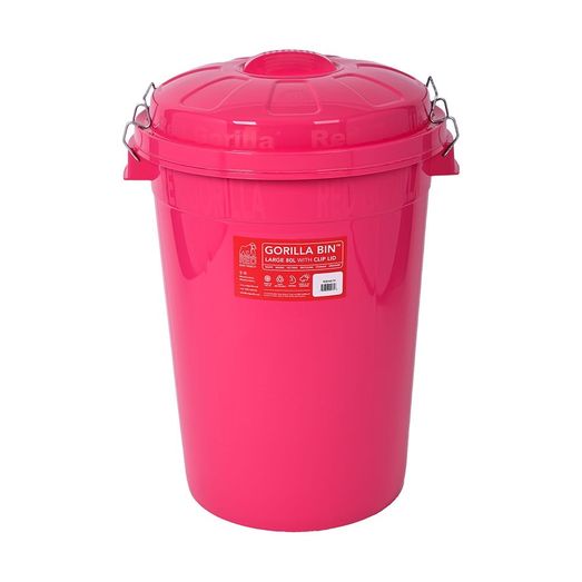 Red Gorilla Bin With Clip Lid - Pink