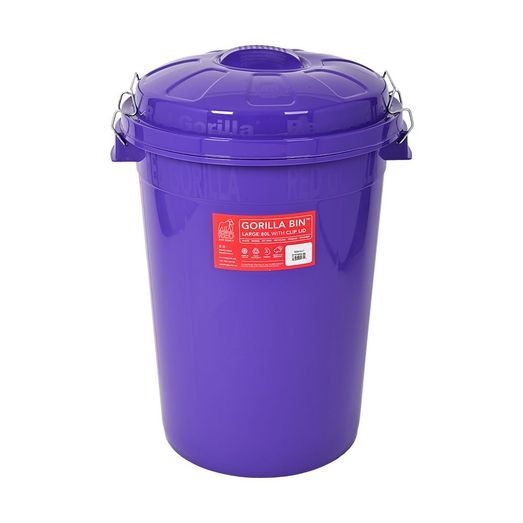 Red Gorilla Bin With Clip Lid - Purple