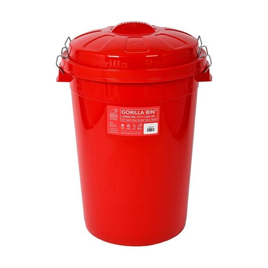 Red Gorilla Bin With Clip Lid - Red