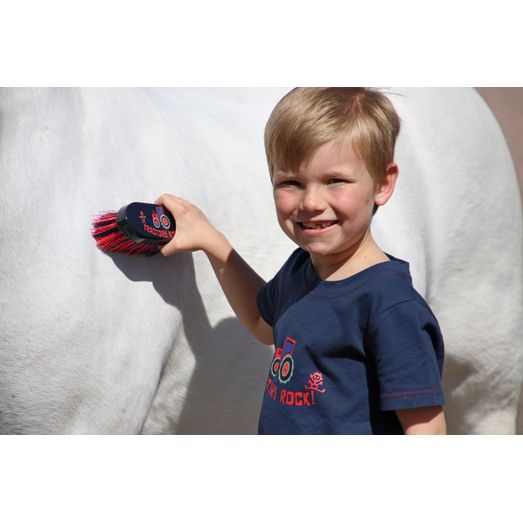 Tractors Rock Dandy Brush by Hy Equestrian - Navy/Red
